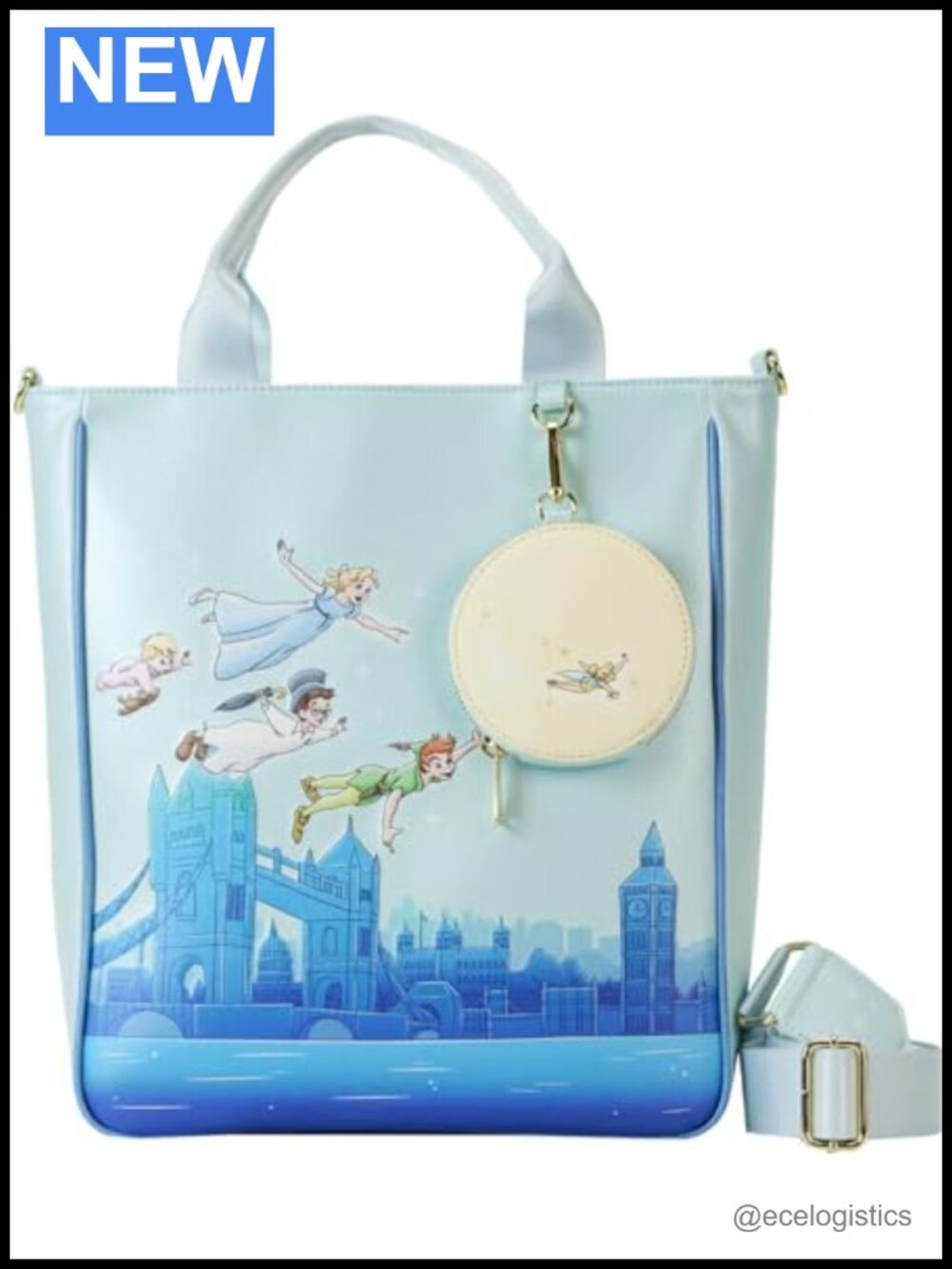 Loungefly Peter Pan Glow Tote Bag Vegan Leather Faux Leather Shoulder Strap